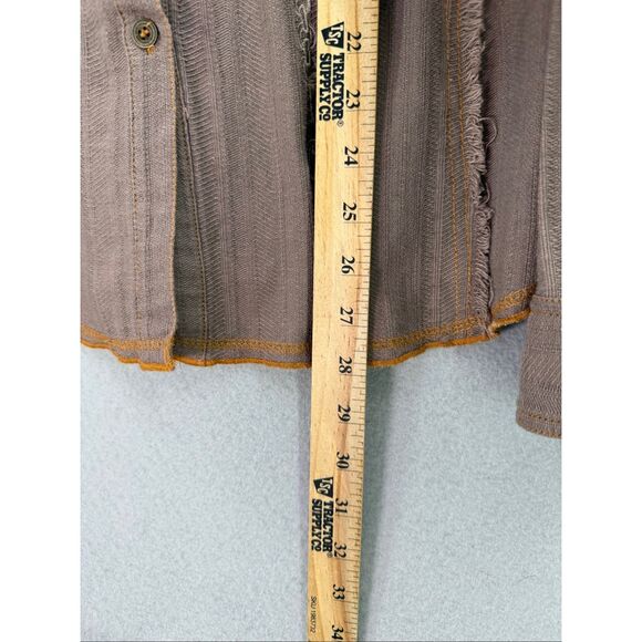 The Pyramid Collection Womens Brown Embroidered Floral Button Down Shirt Top XL - Picture 7 of 11